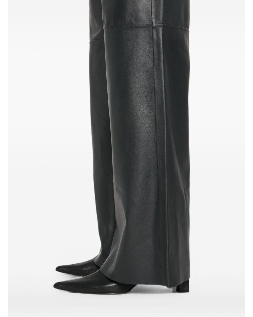 Forte_forte Gray Leather High-Waisted Trousers