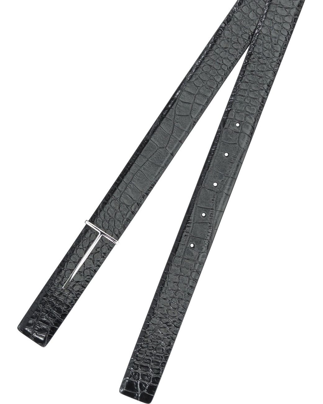 Tom Ford White "T Line" Leather Belt