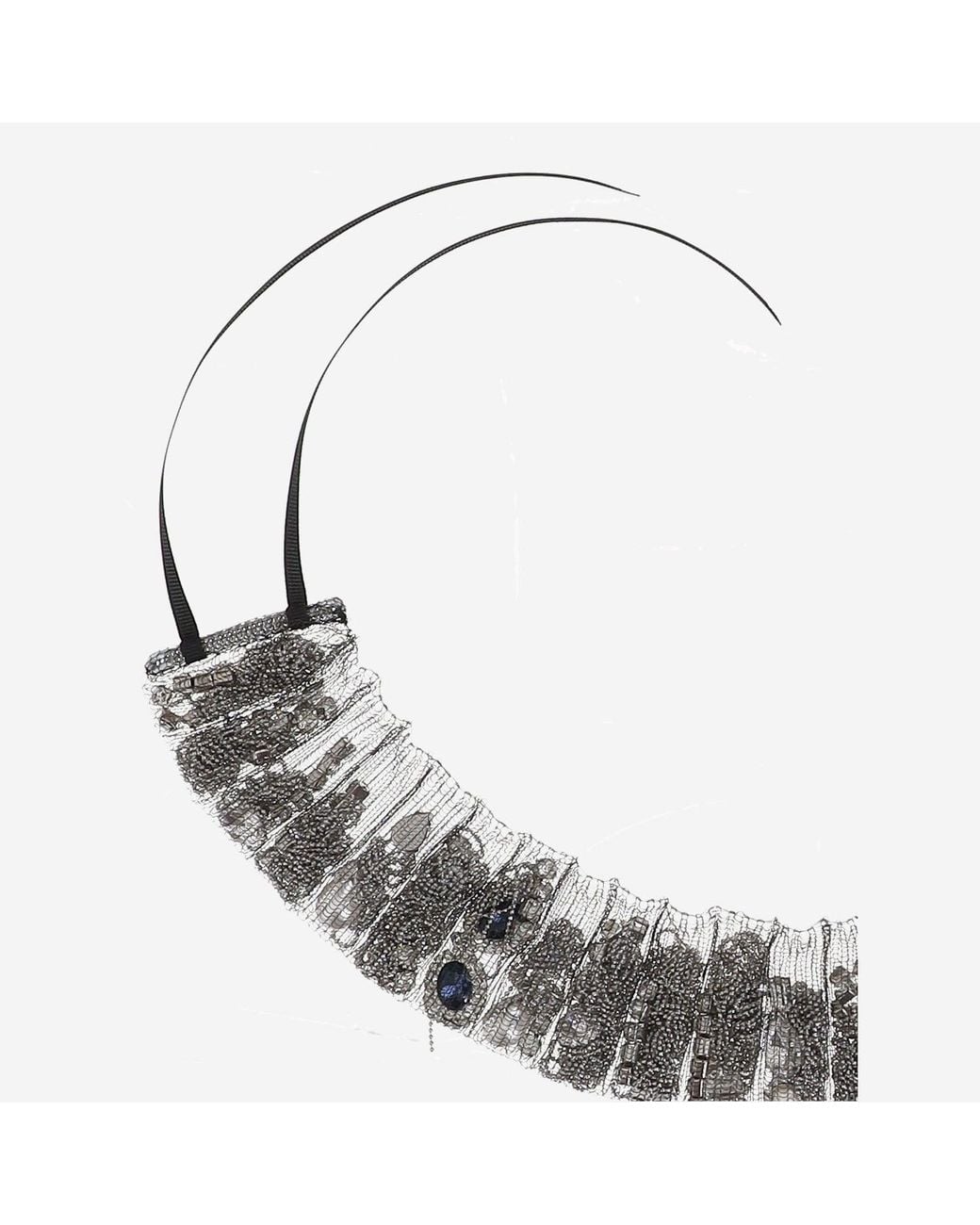 ALAINPAUL Metallic Mesh Necklace With Applied Rhinestones