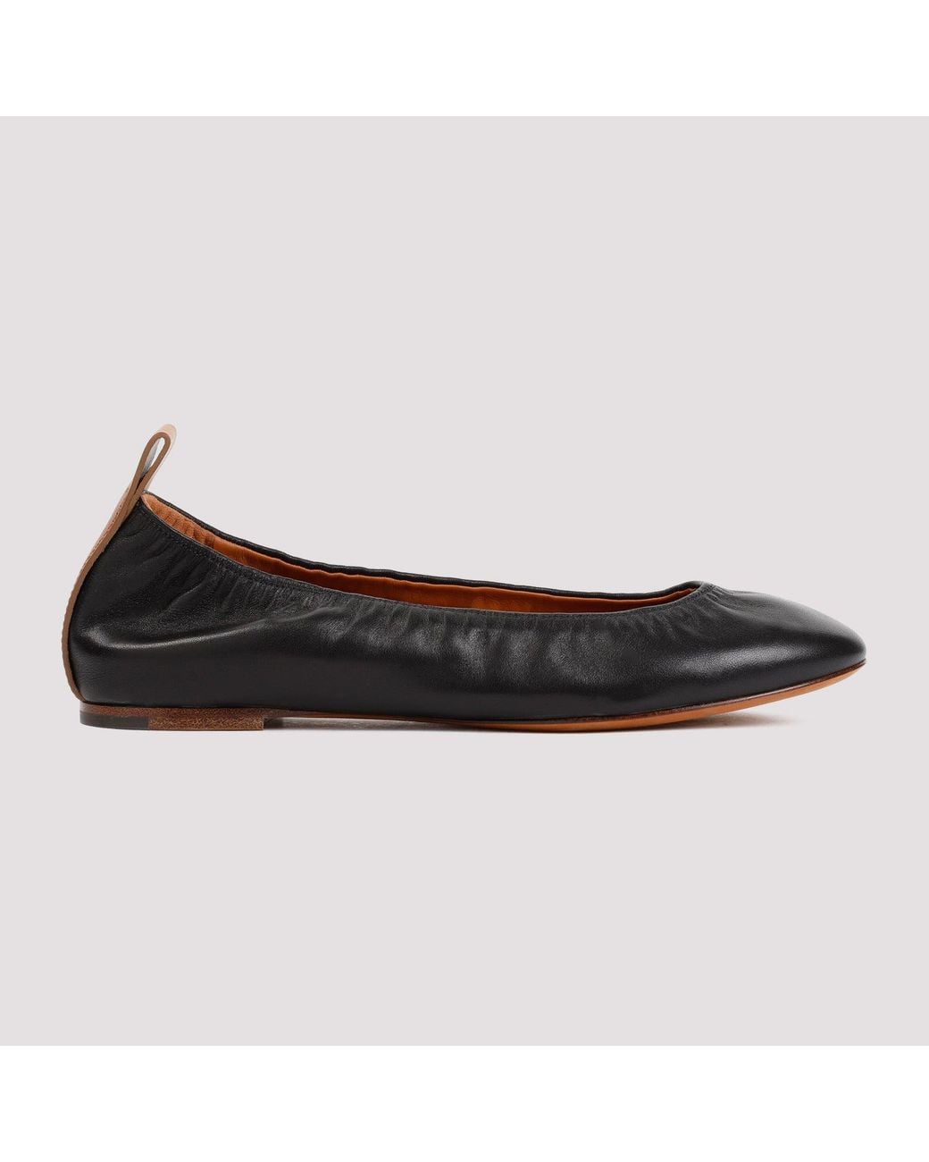 Lanvin The Leather Ballerina Flat in het Black
