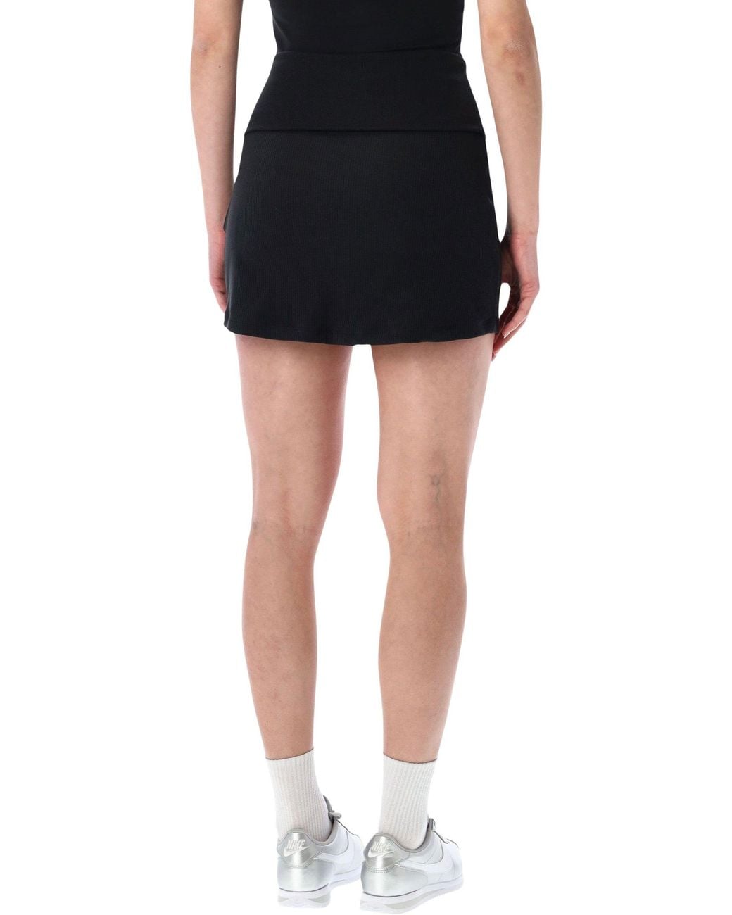 Nike Black Ribbed Fitted Mid-Rise Skort