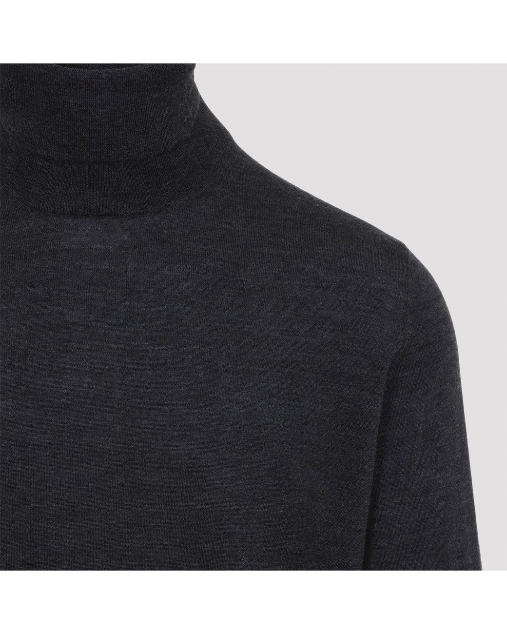 Brunello Cucinelli Blue Dark Virgin Wool Cashmere Turtleneck