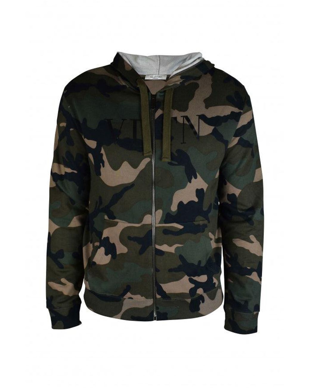 Valentino Garavani Black Camouflage Hooded Zip-Up Vest for men
