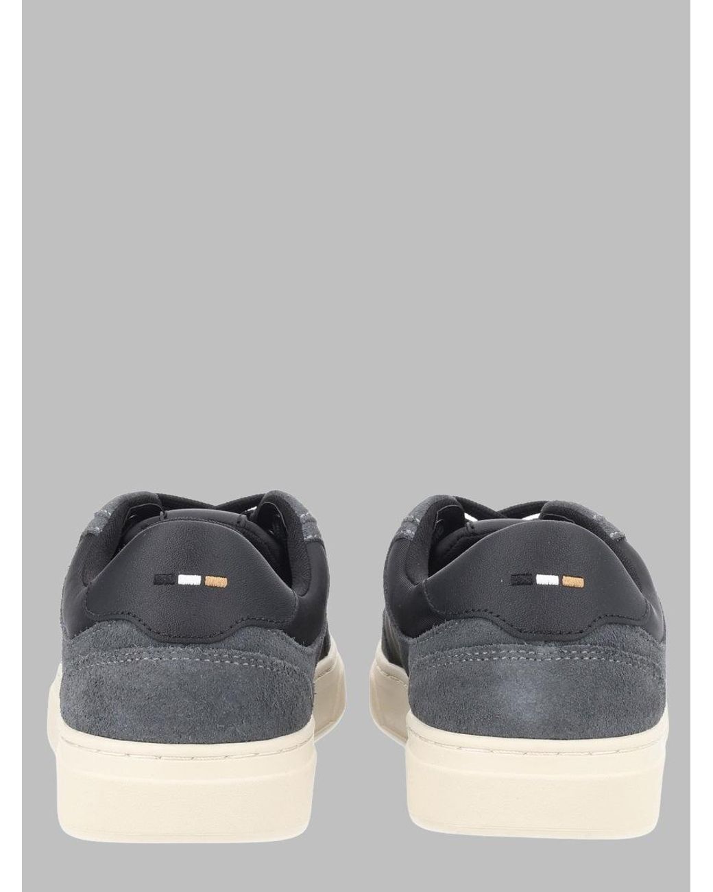 Boss Gray Low-Top Leather Sneakers