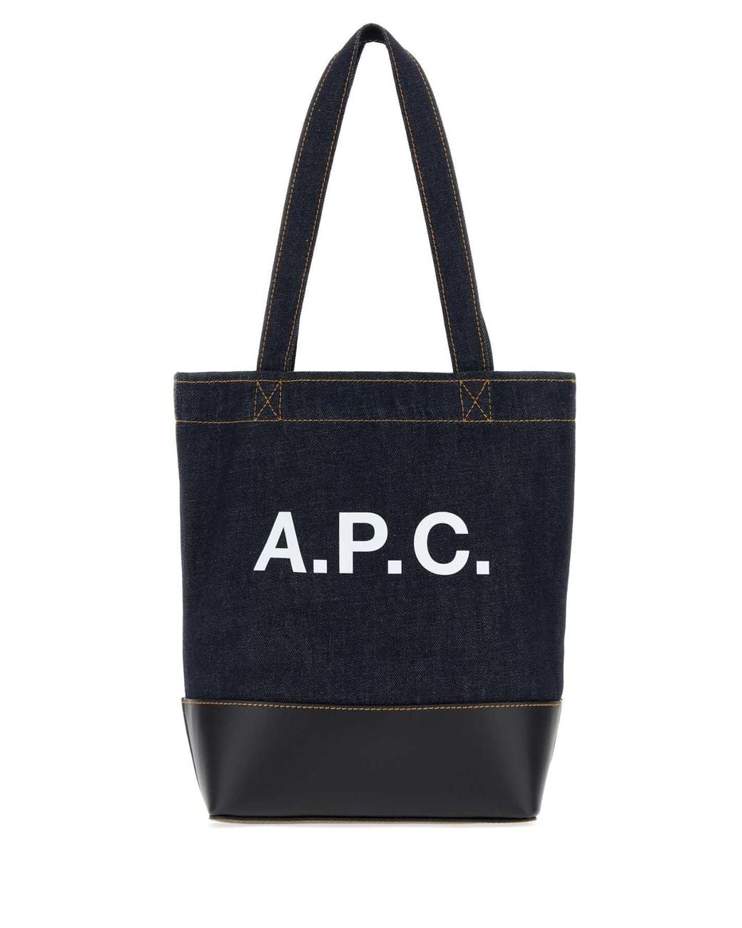 A.P.C. Black Dark Denim And Leather Axelle Shopping Bag