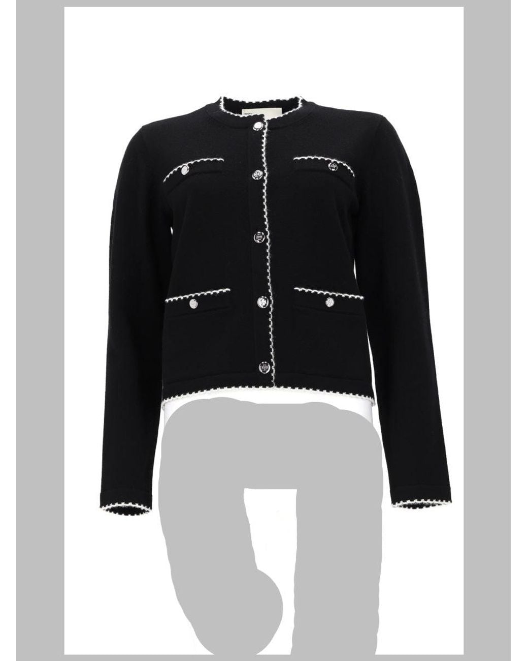 Tory Burch Black Wool Cardigan Kendra Polyamide Elastane Jumpers
