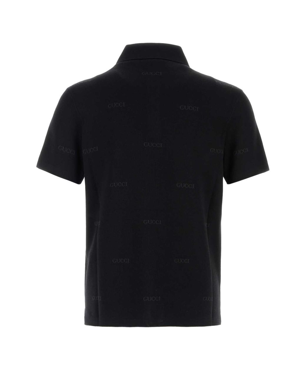 Gucci Black Embroidered Wool Blend Polo Shirt