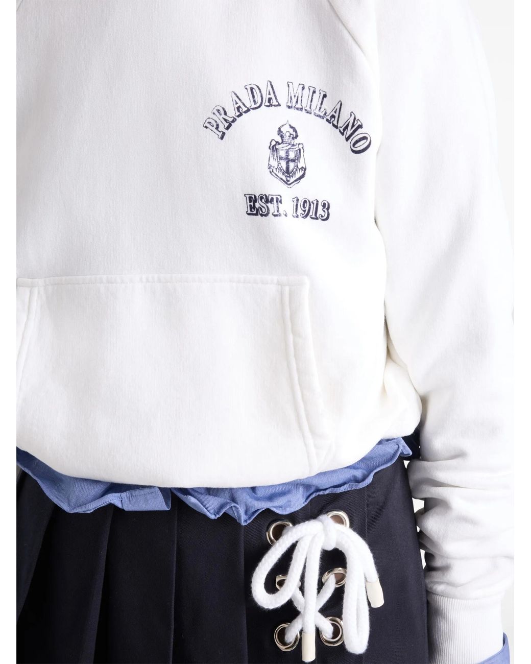 Prada White Old Logo-Print Hoodie