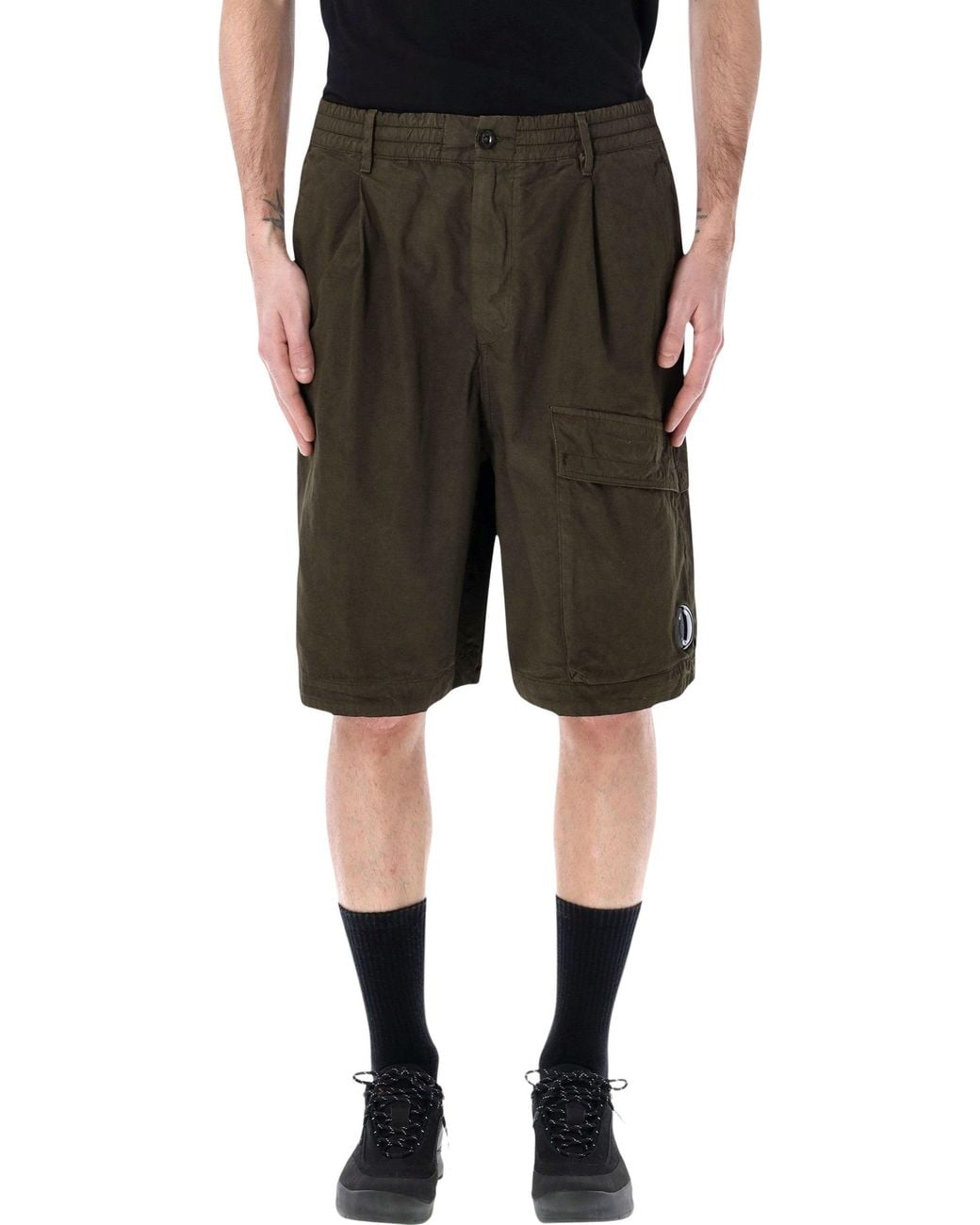 C P Company Black C.P. Company Microreps Cargo Shorts for men