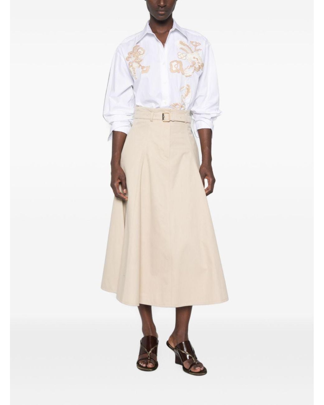 ERMANNO FIRENZE White Embroidered Cotton Shirt