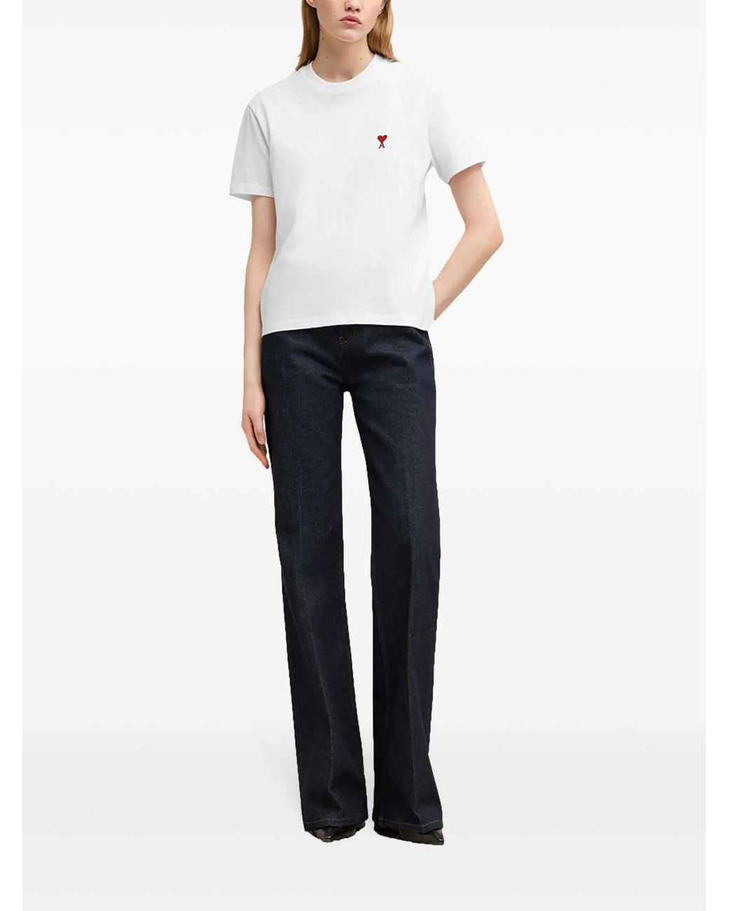 AMI White Tshirt De Coeur Rouge