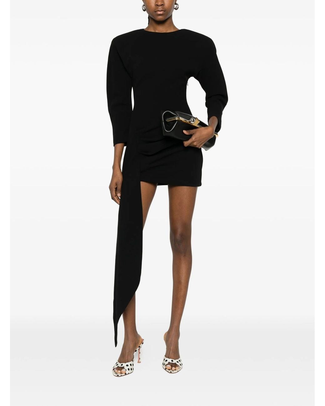 ANDAMANE Black Amanda Ruched Mini Dress