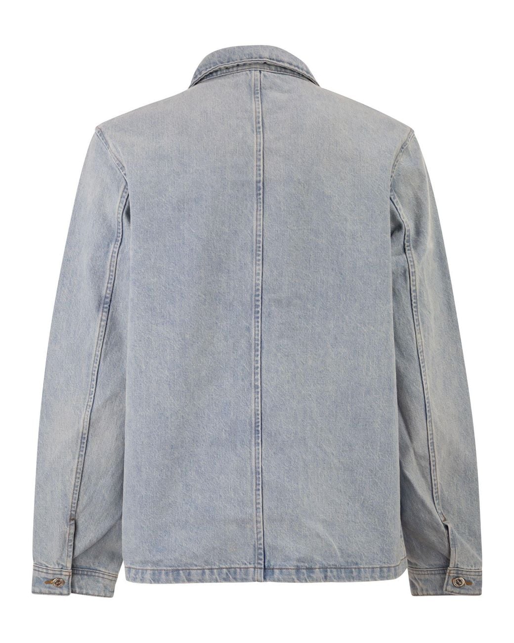 A.P.C. Gray Cotton Denim Jacket With Patch Pockets
