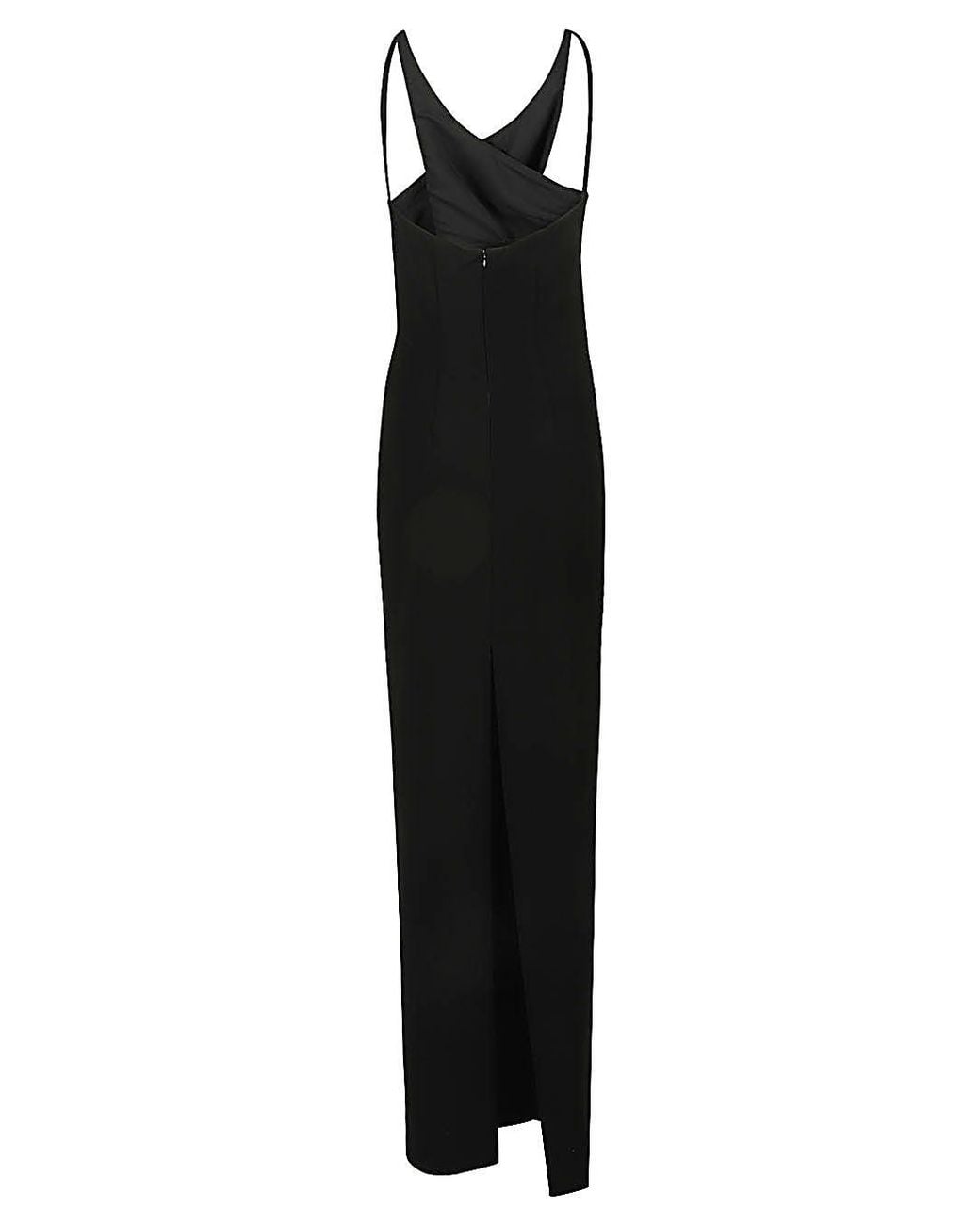 MONOT PRE Black Cut Out Detail Silk Crepe Long Dress