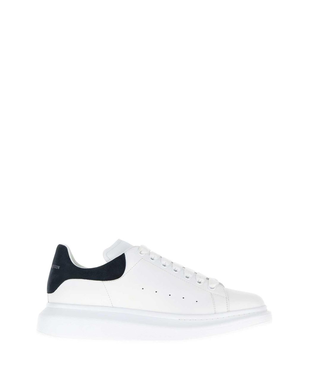 McQueen White Leather Sneakers With Dark Suede Heel
