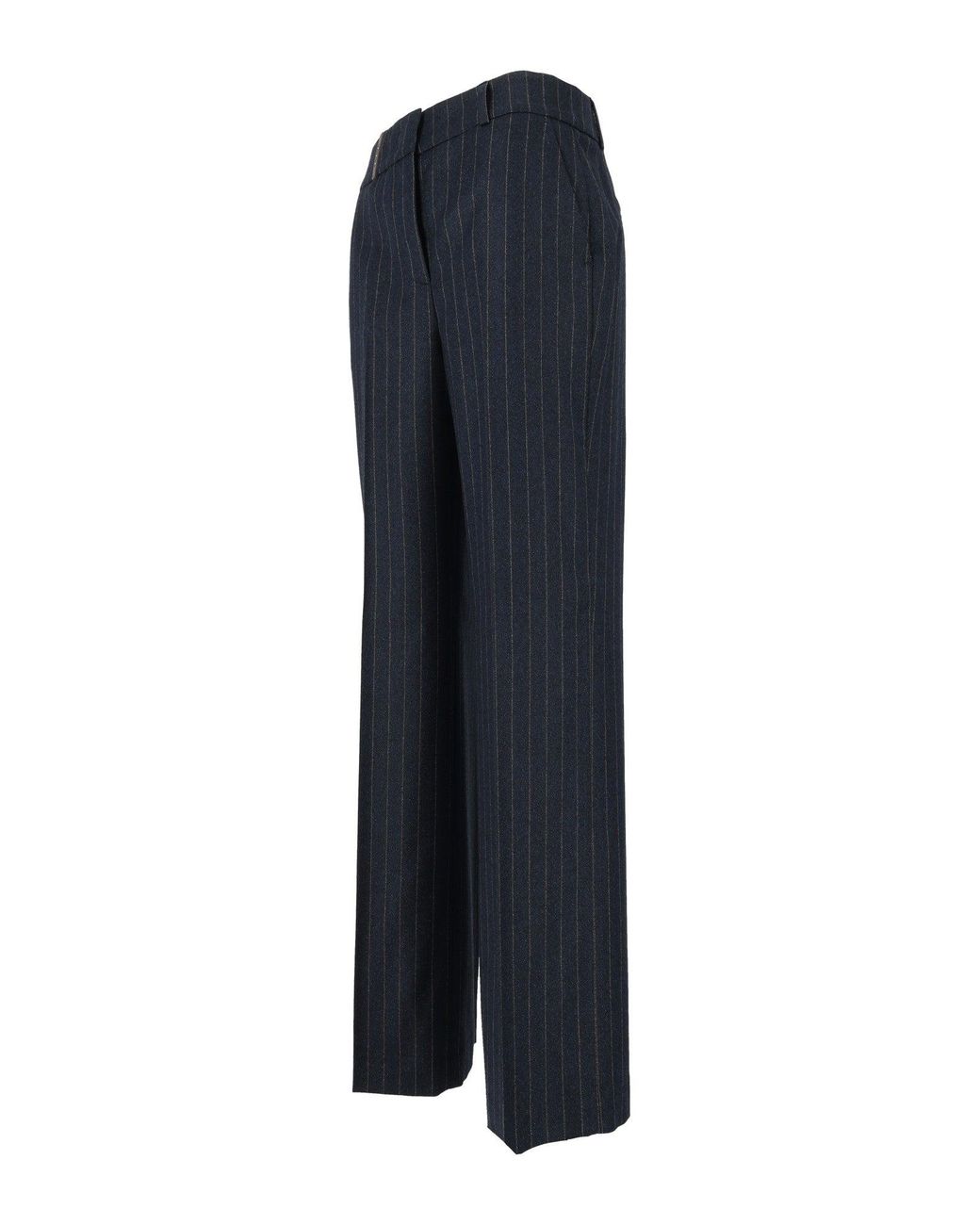 Peserico Blue Virgin Wool-Blend Pinstripe Straight-Leg Pants