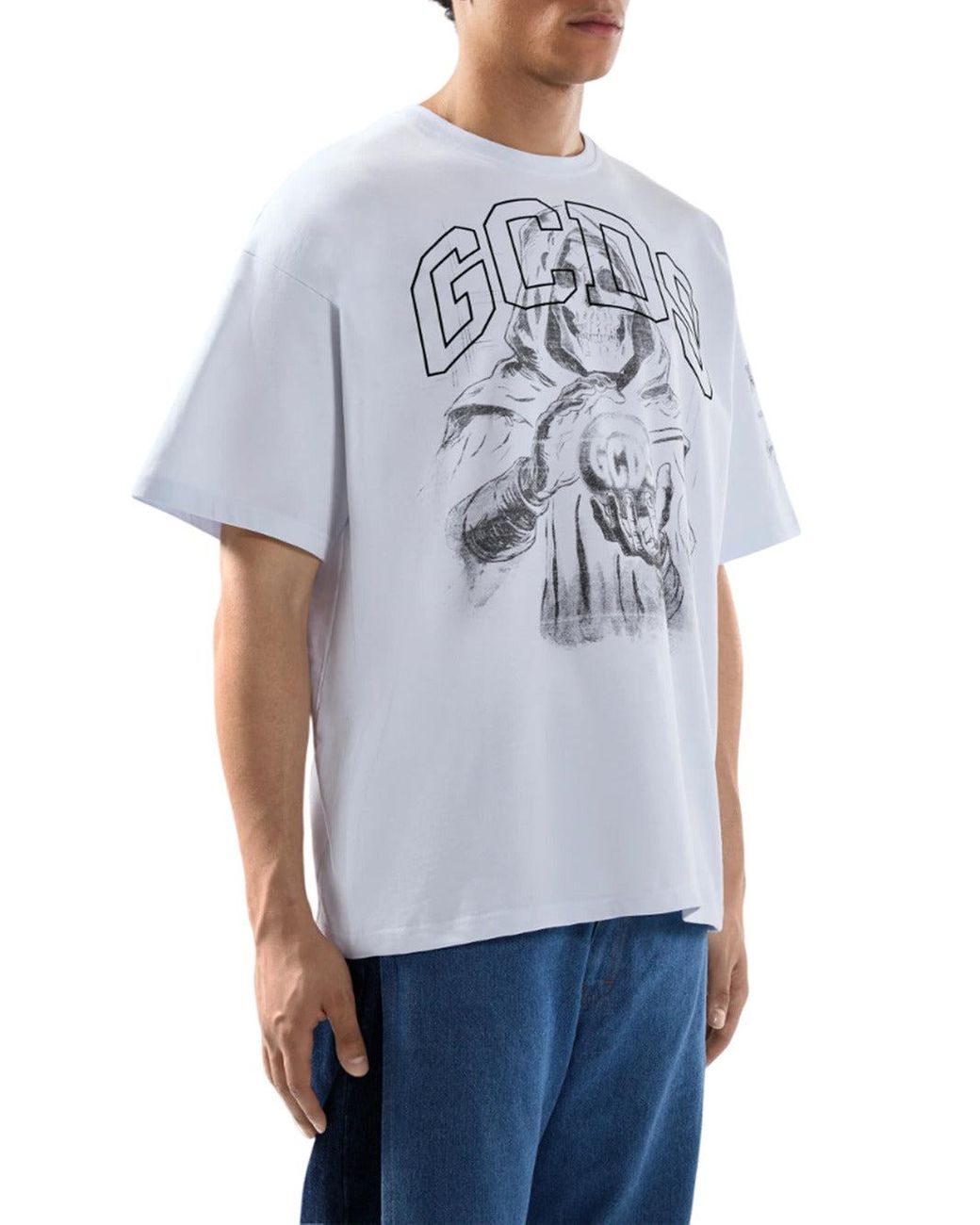 Gcds White Gothic Print T -Shirt