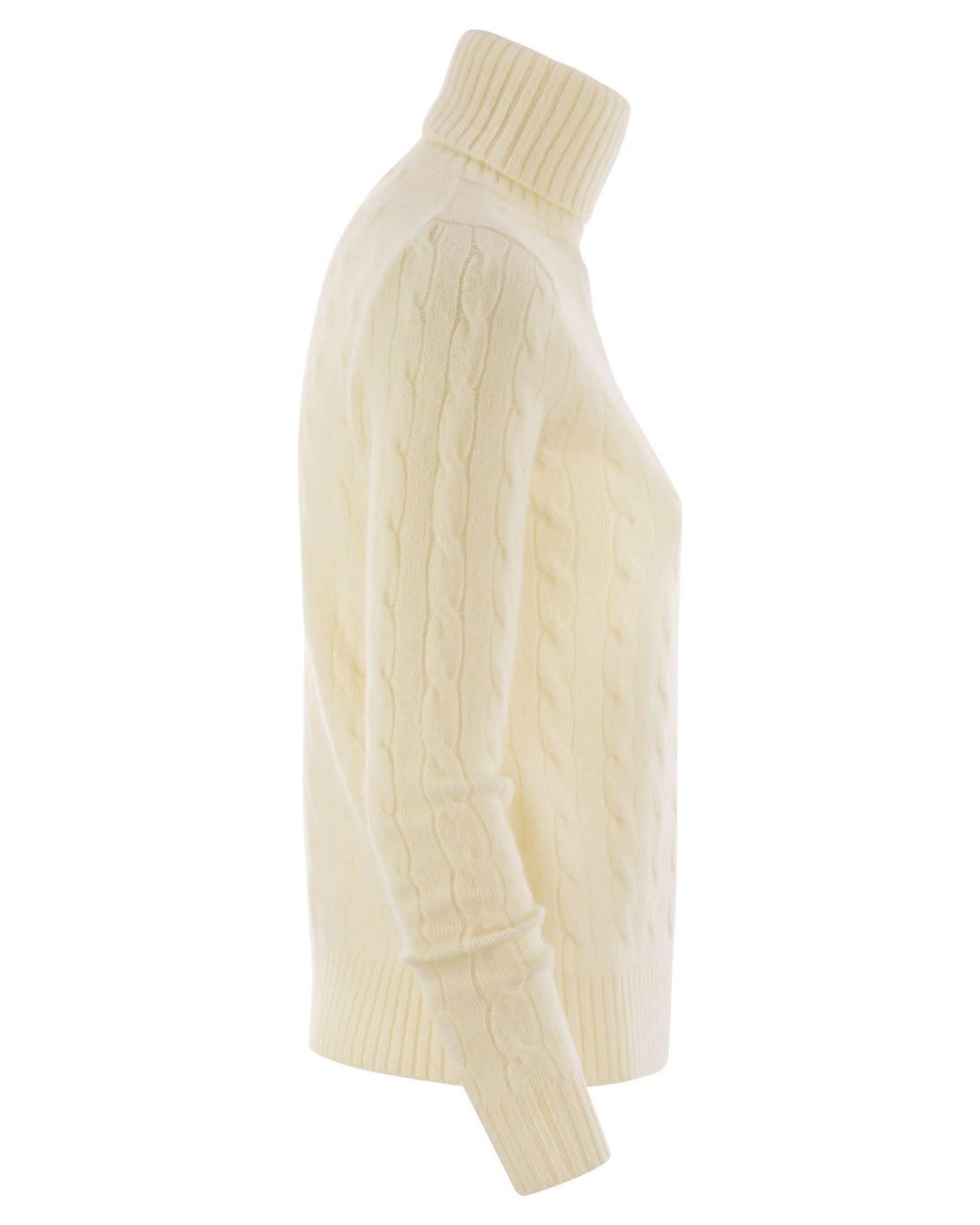Polo Ralph Lauren Natural Wool And Cashmere Cable-Knit Turtleneck Sweater