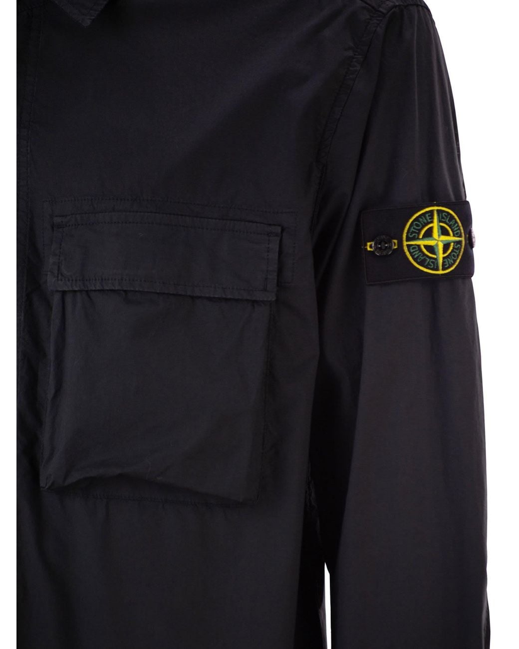 Stone Island Blue Comfort Fit Overshirt With Press Studs for men