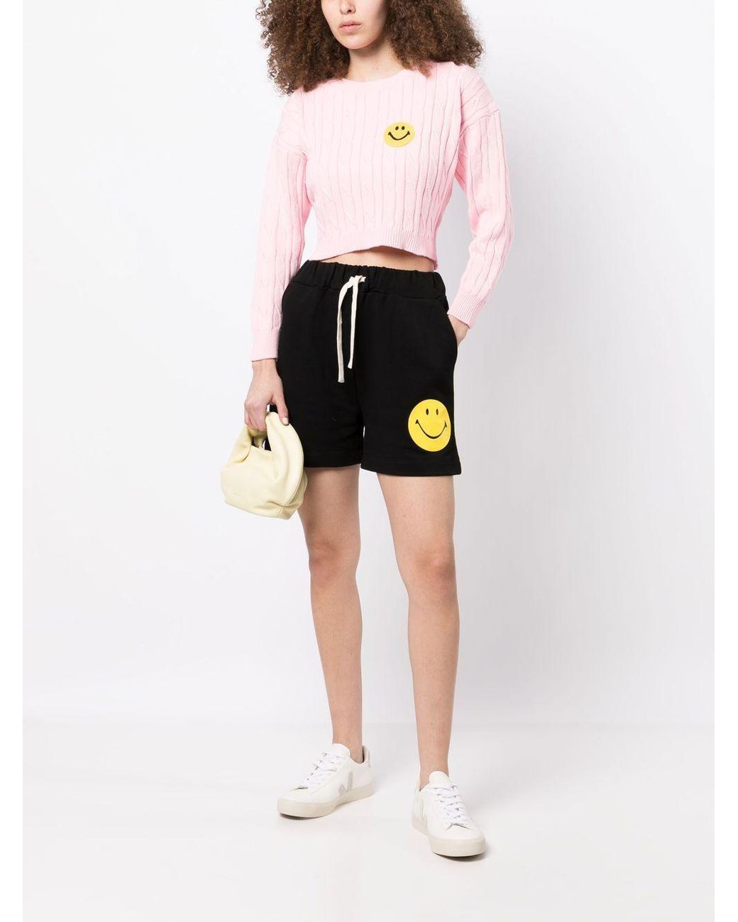 Joshua Sanders Black Smiley-Face Print Cotton Shorts