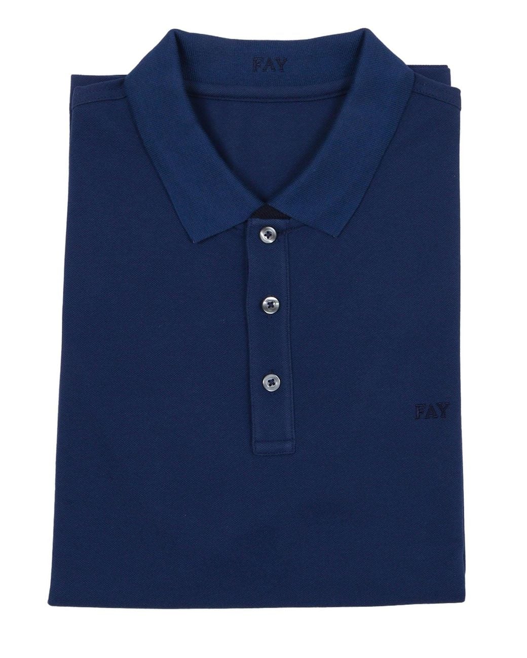 Fay Blue Polo Db Collar Piquet Str. Bicolor