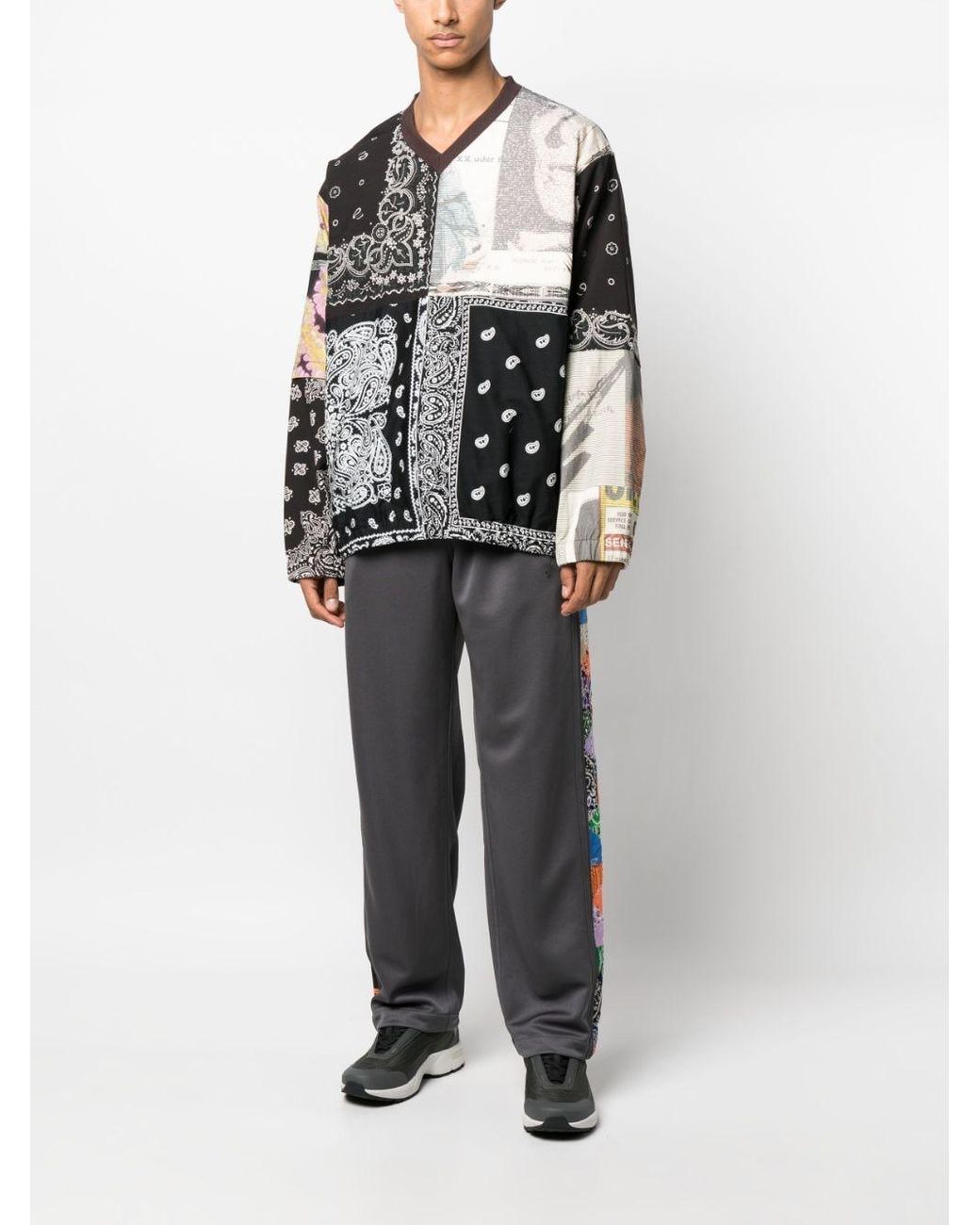 Children of the discordance Natural Patchwork Pattern-Print Cotton Jumper for men