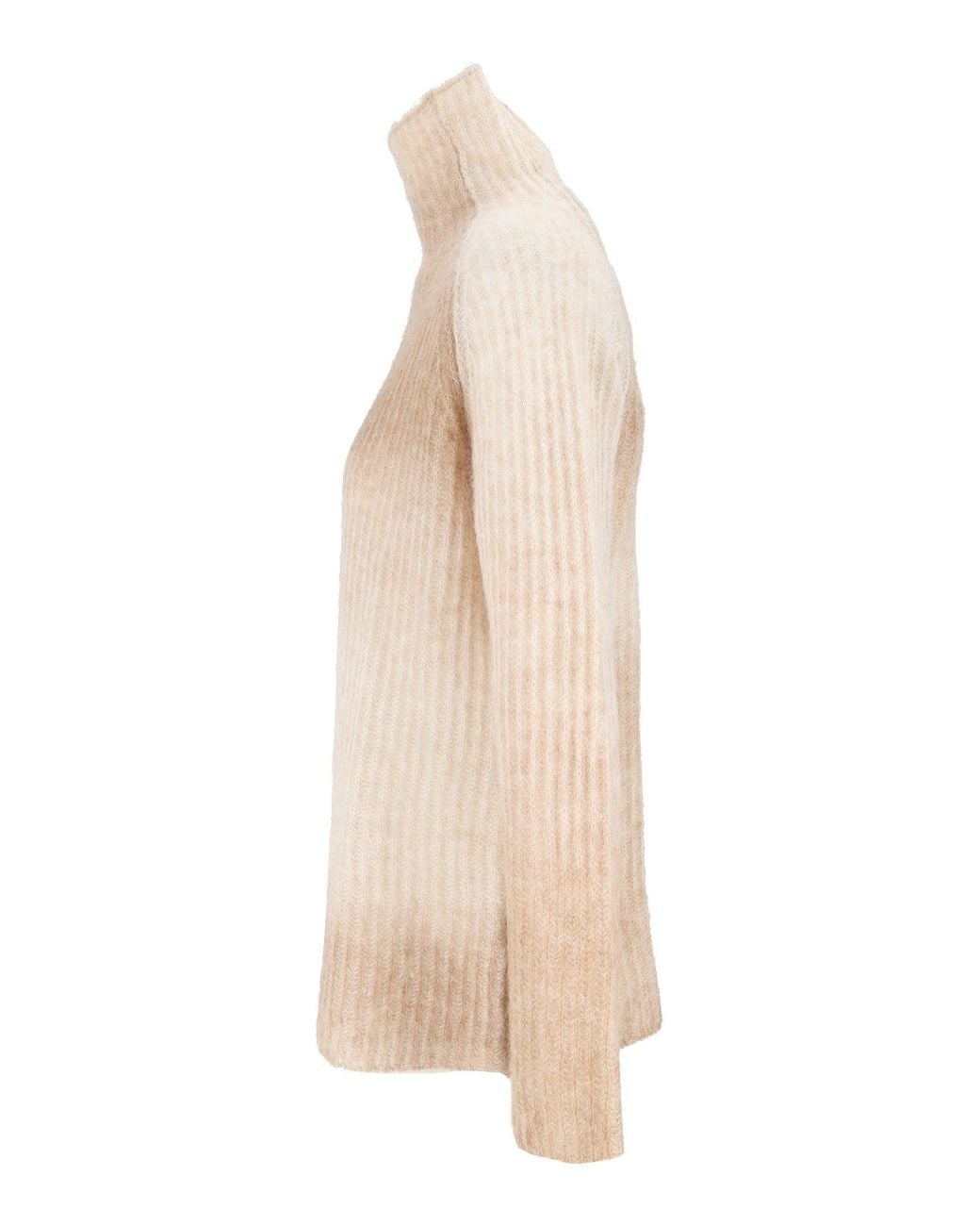 Kangra Cashmere White English Rib Turtlenec