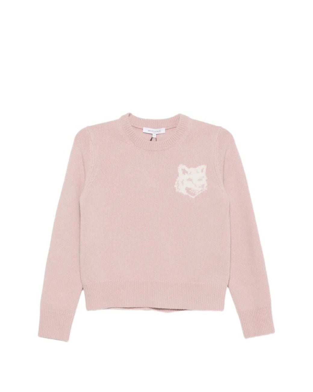 Maison Kitsuné Pink Fox Head Wool Crewneck Jumper