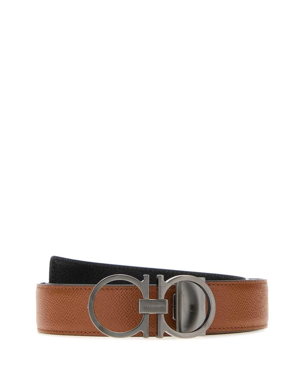Ferragamo White Salvatore Biscuit Leather Reversible Belt for men