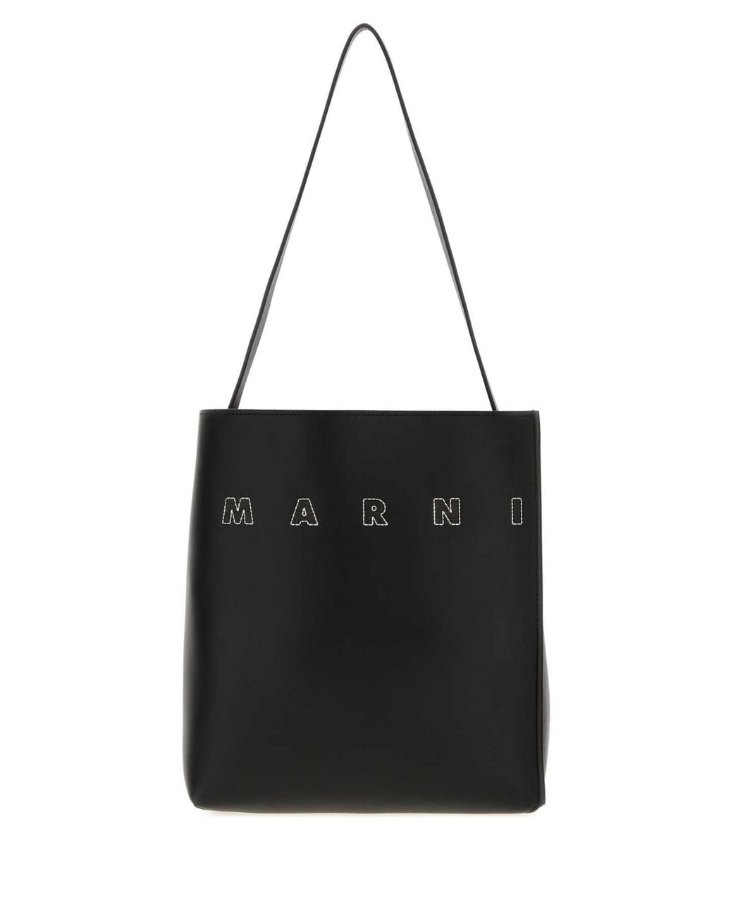 Marni Black Leather Shopping Handbag With Structured Design