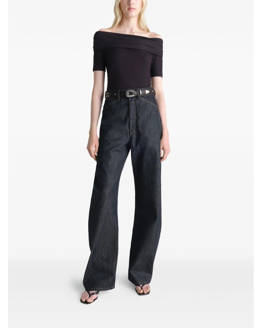 Lemaire Blue High Waisted Curved Pants