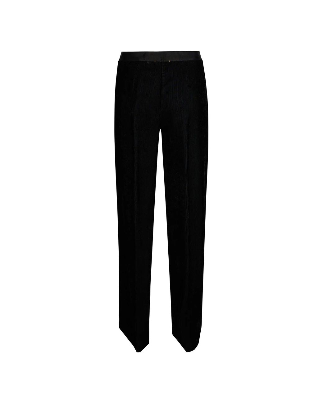 Forte_forte Black Pantalone Vita Alta Velluto Fluido Duemilarighe