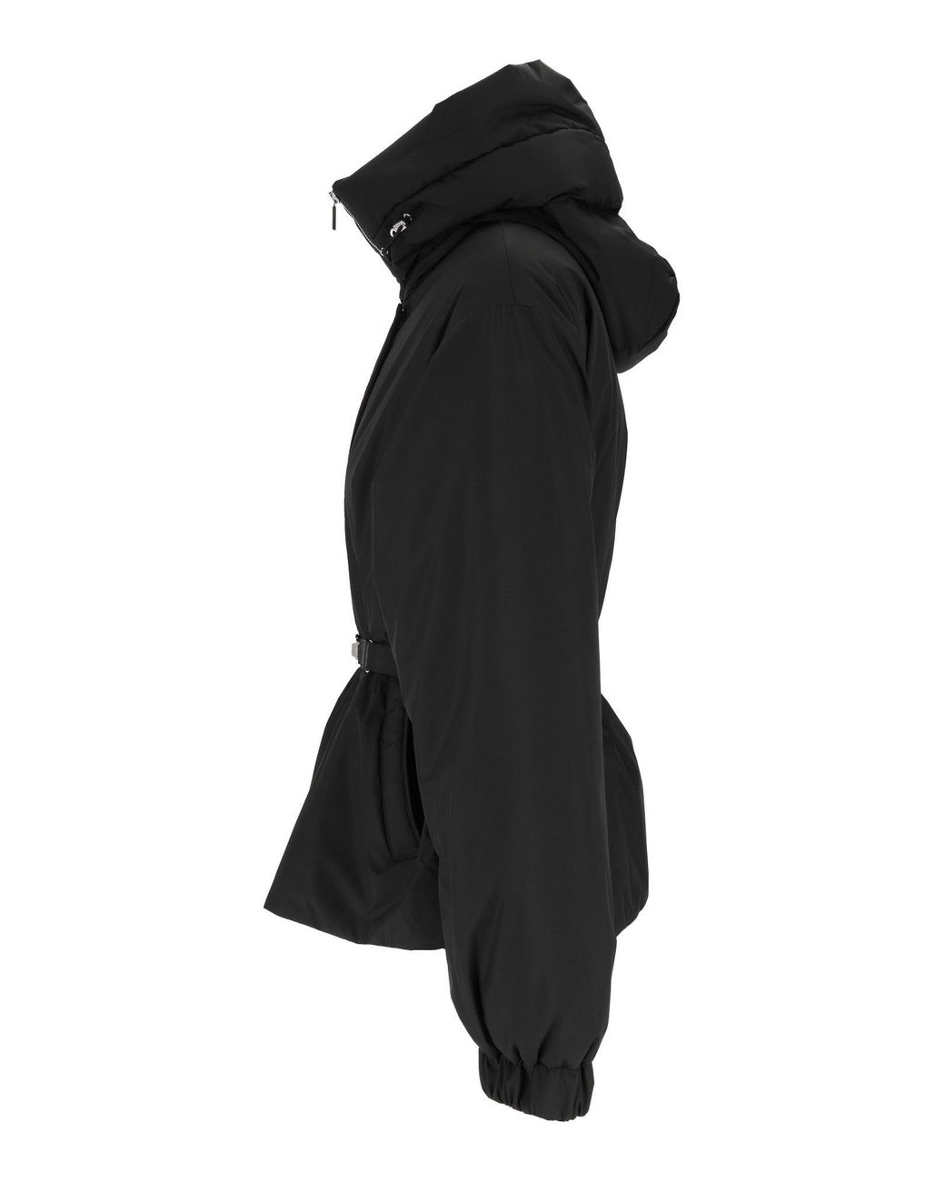 Moorer Black Glarea-Stp Padded High-Collar Belted Jacket