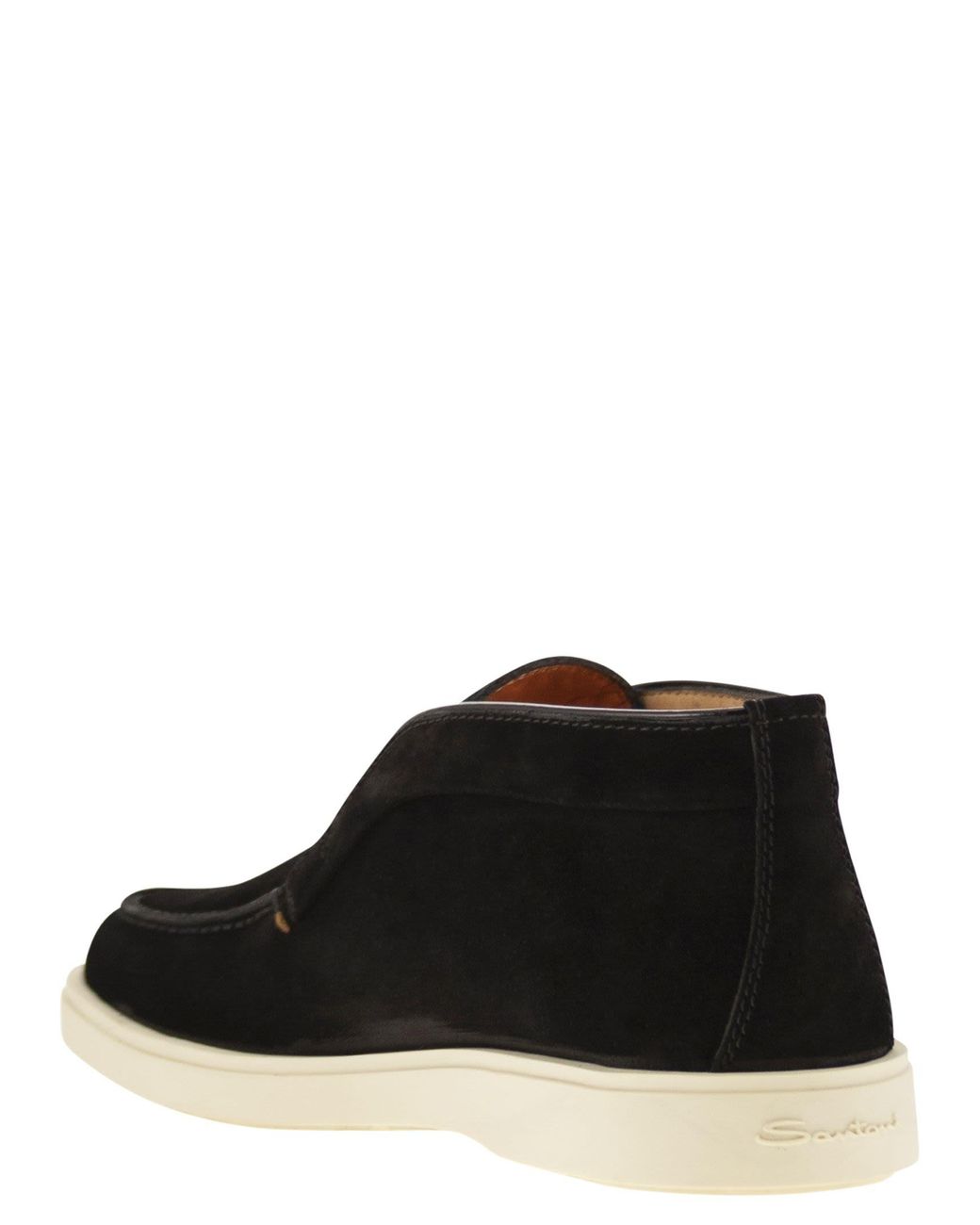 Santoni Black Suede Desert Boot for men