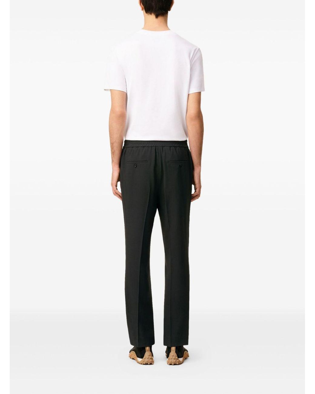 AMI Gray Elasticated-Waist Wool Trousers for men