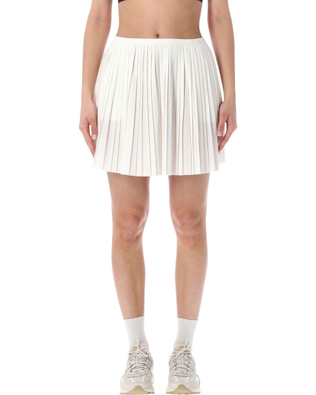 Nike White Pleated Mid-Rise Skirt