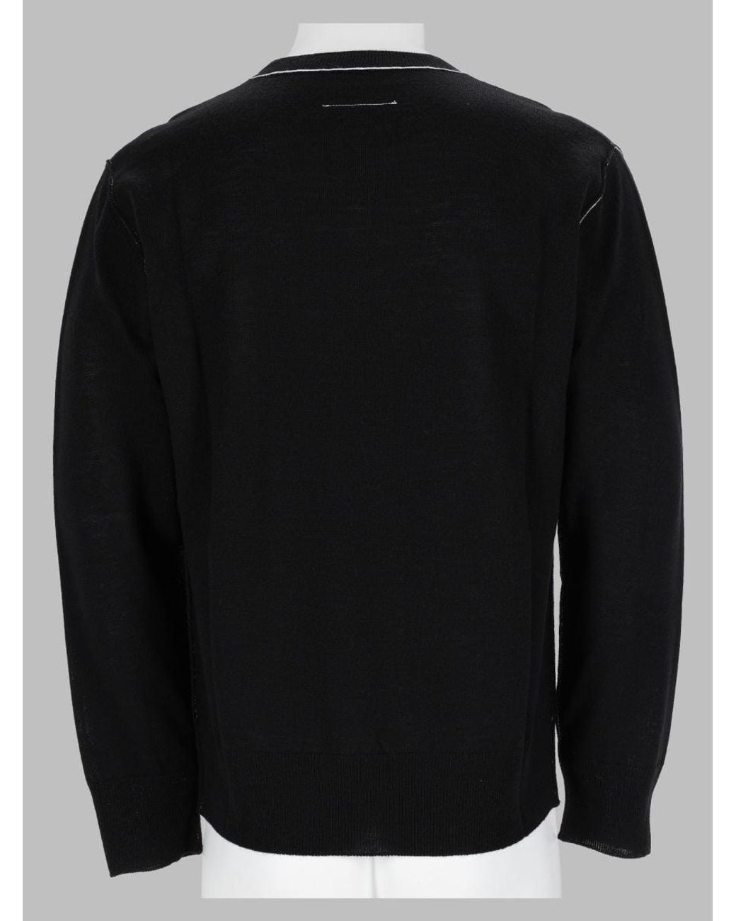 MM6 by Maison Margiela Black Logo Patch Crewneck Sweater for men