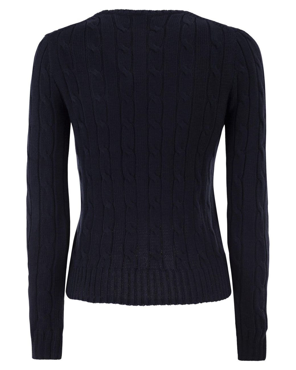 Polo Ralph Lauren Blue Cotton Cable Knit Crew Neck Jumper