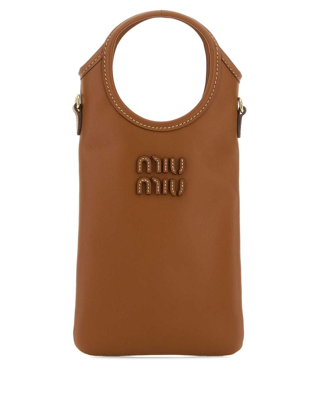 Miu Miu Brown Caramel Leather Phone Case