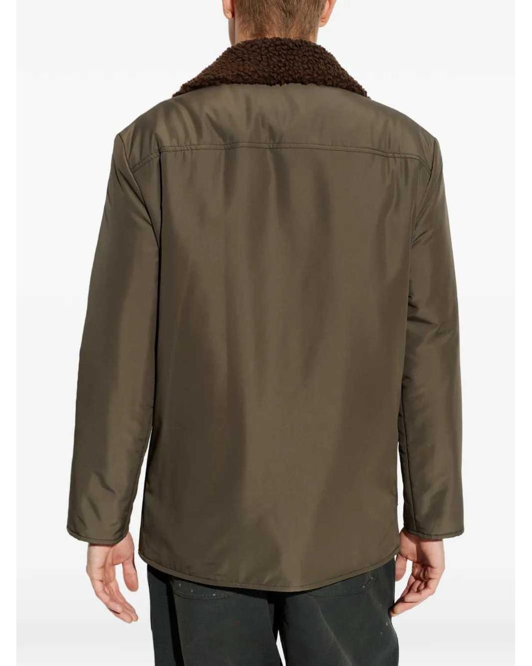 Maison Margiela Brown Jacket With Shearling Collar And Flap Pockets for men