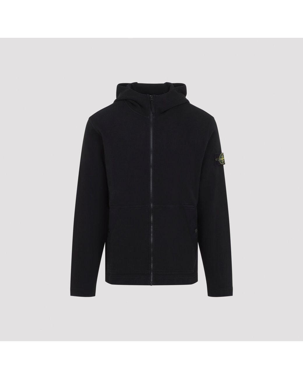 Stone Island Black Cotton Hoodie Sweater