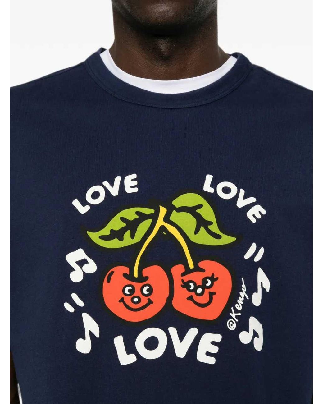 KENZO Blue Cherry Print T Shirt