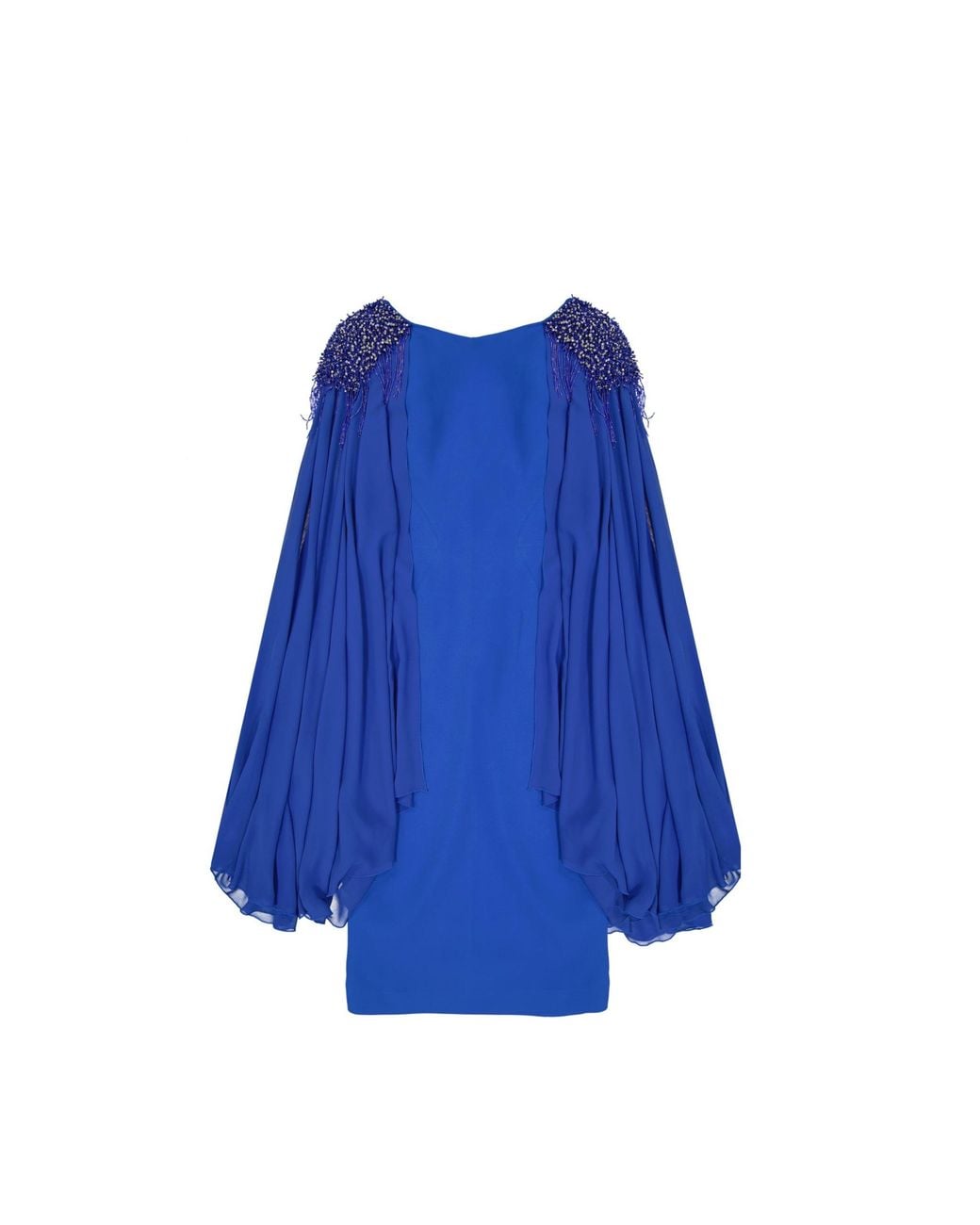 Ivan Montesi Blue Beaded Shoulders Dress