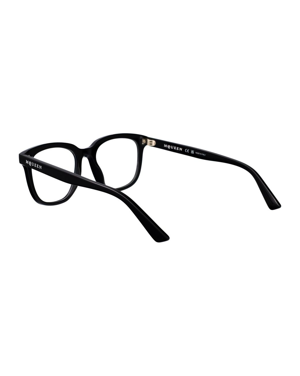 McQueen Black Transparent Recycled Acetate Glasses