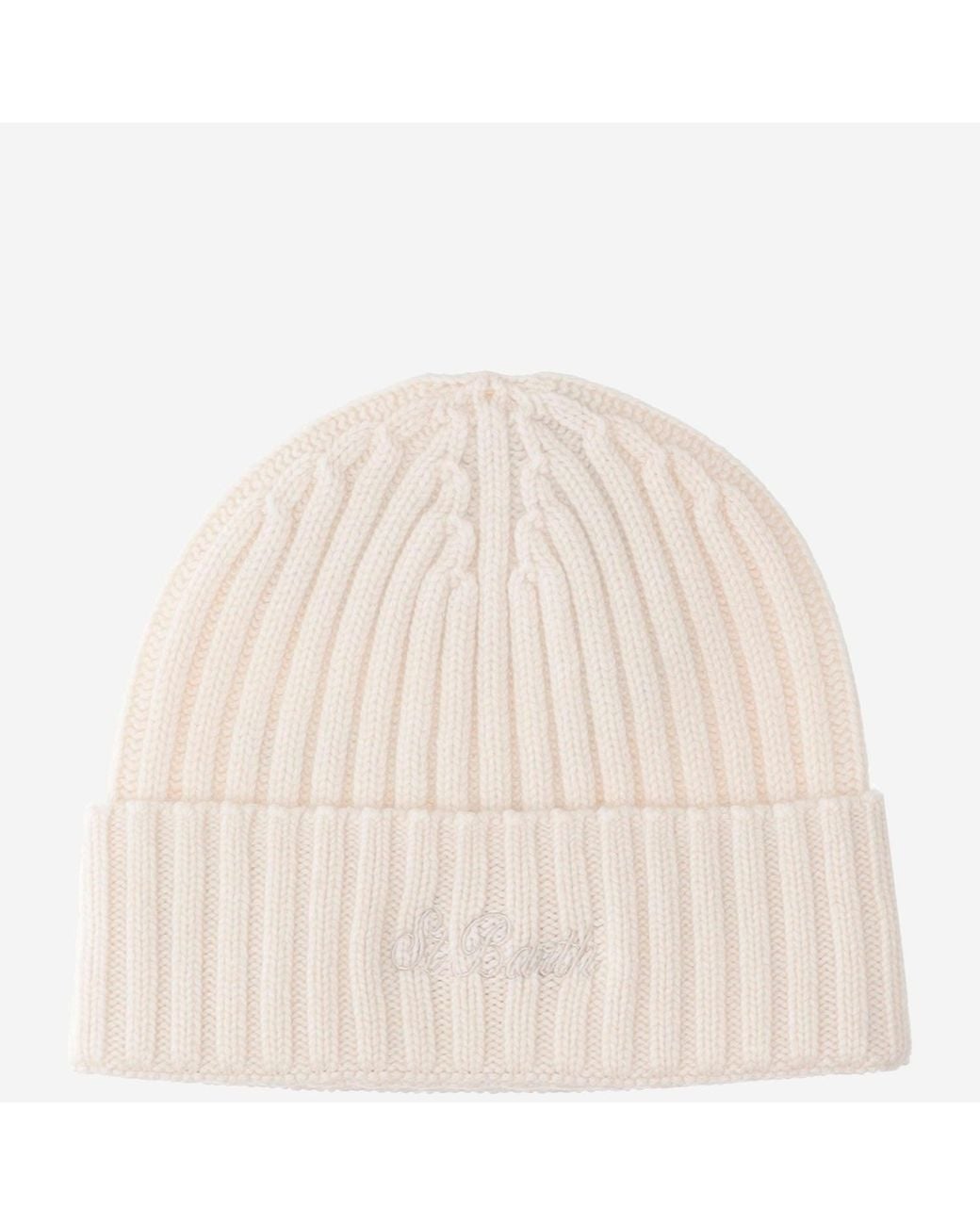 Wool Blend Beanie Con Logo di Mc2 Saint Barth in Natural da Uomo