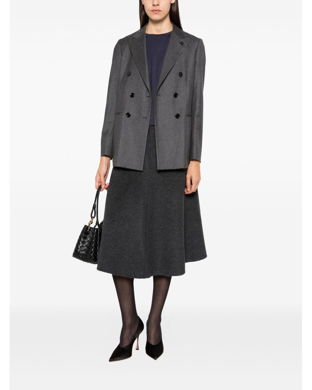 Susanne Bommer Black Wool Midi Skirt