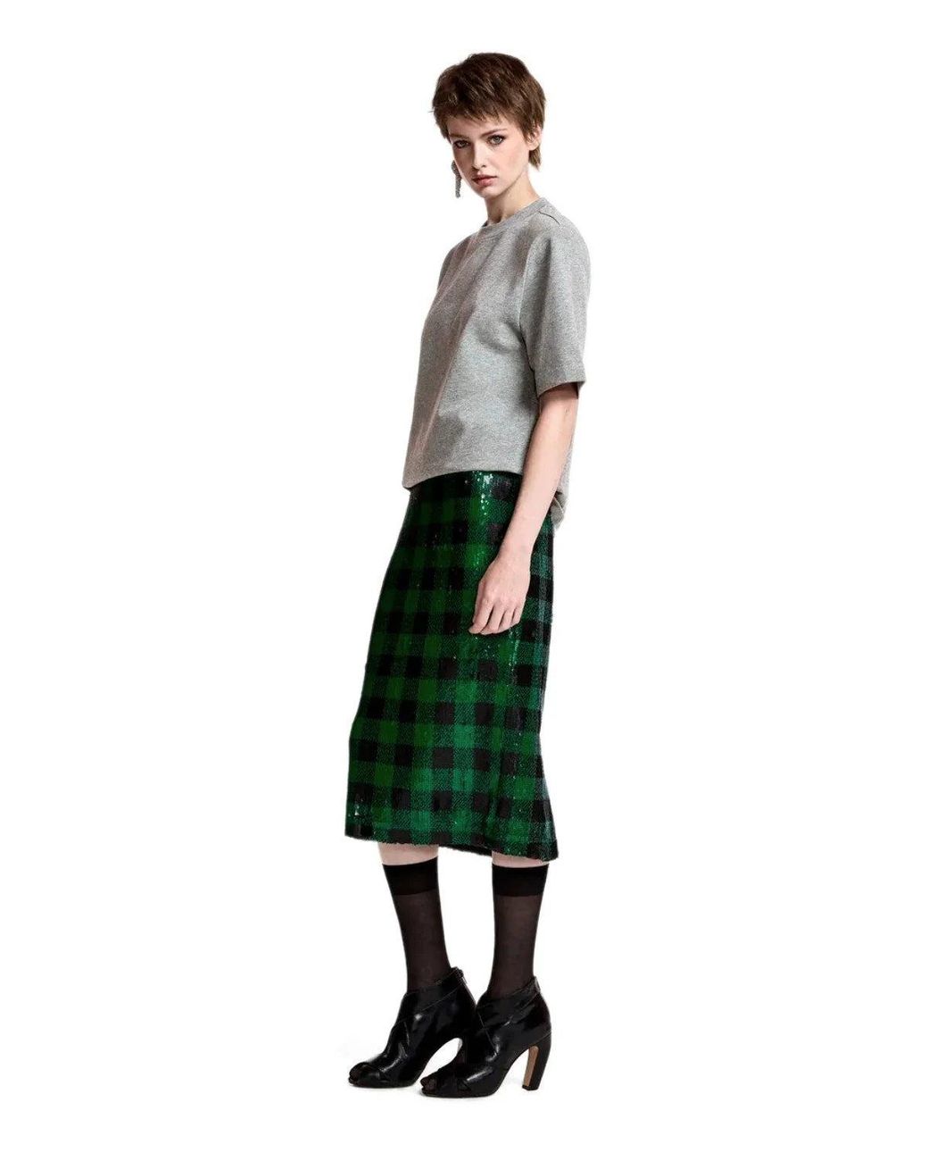 Essentiel Antwerp Green Knitwear Midi Skirt