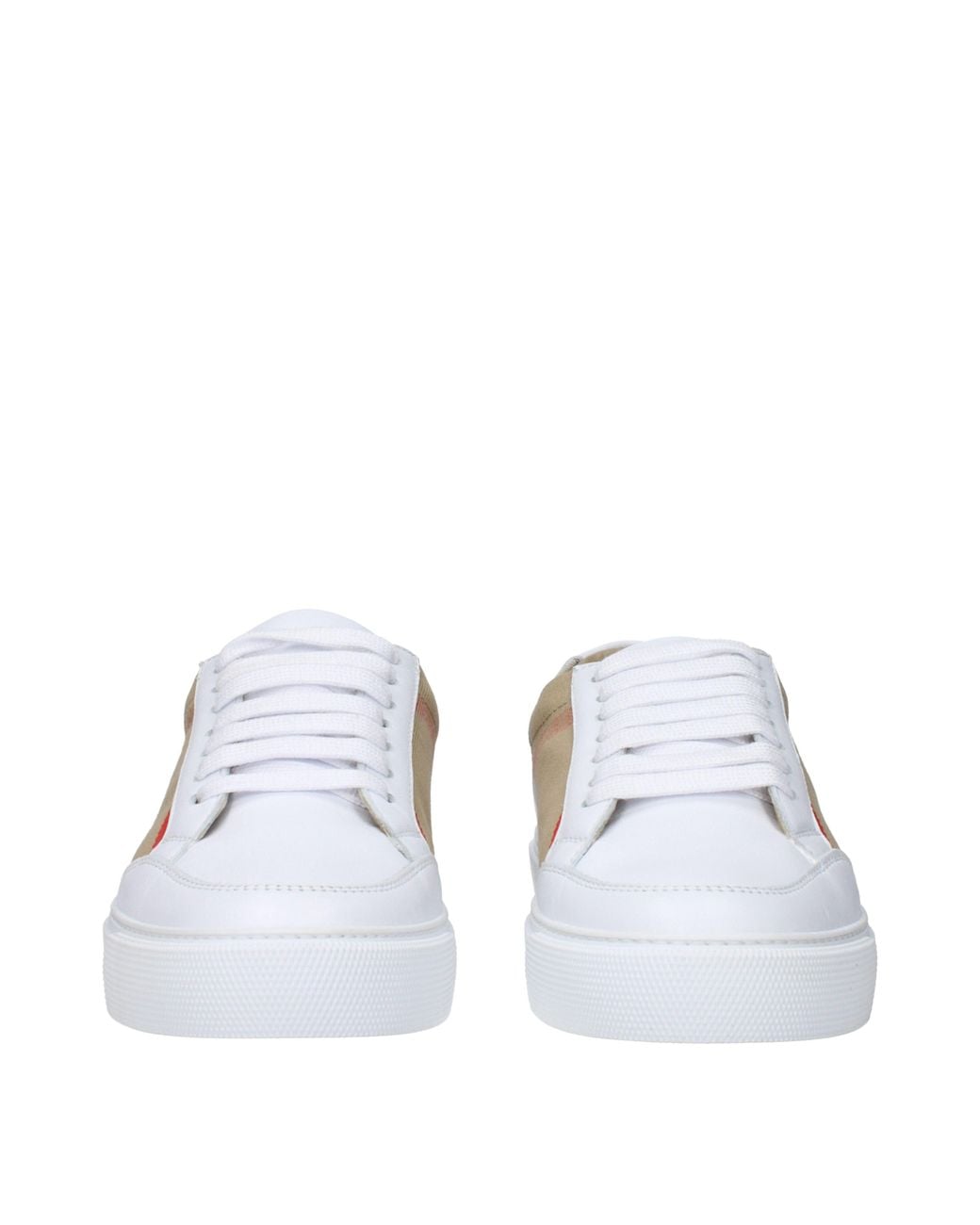 Burberry White Vintage Check Canvas & Leather Sneaker