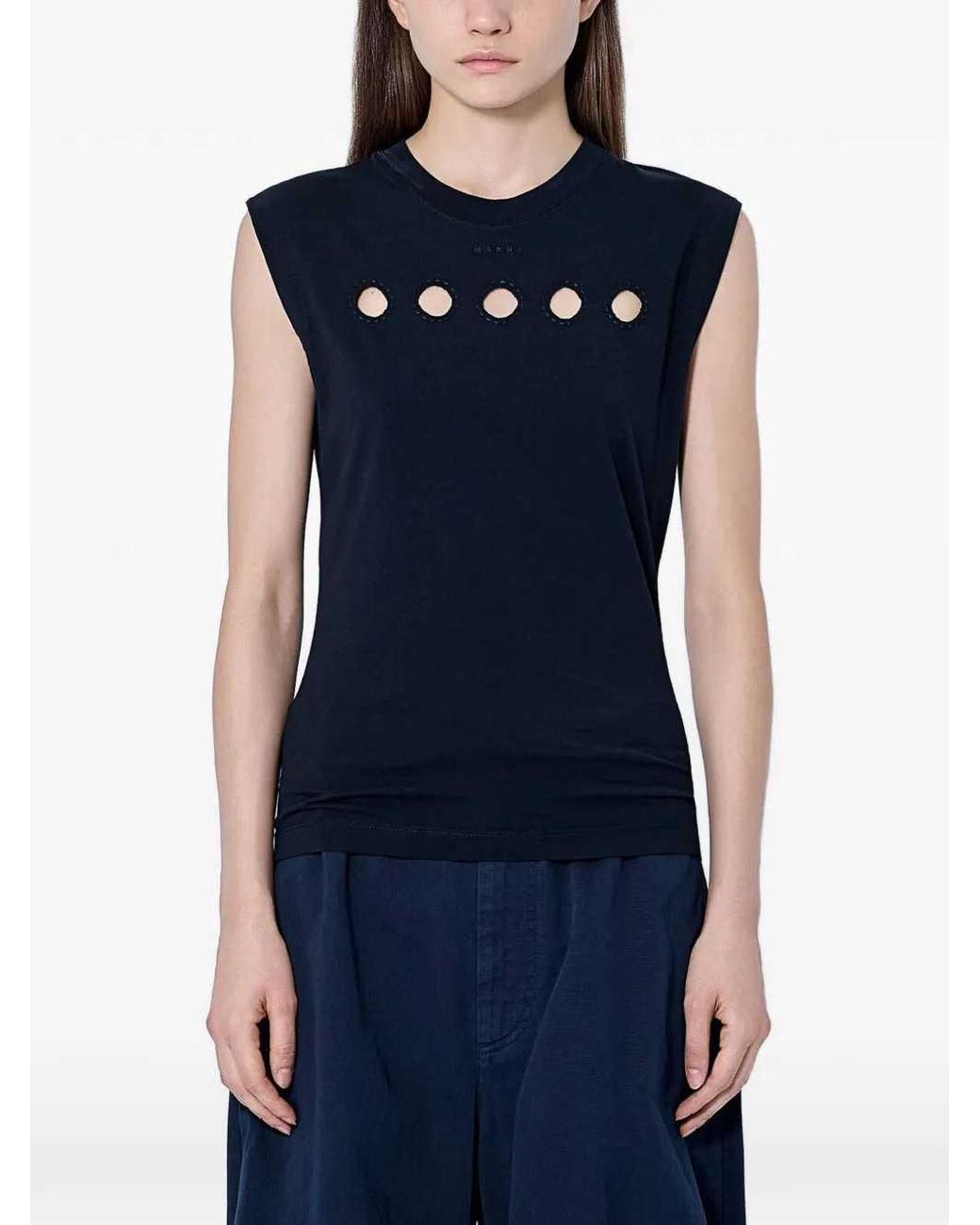 Marni Black Sleeveless Tank Top With Cut Outs
