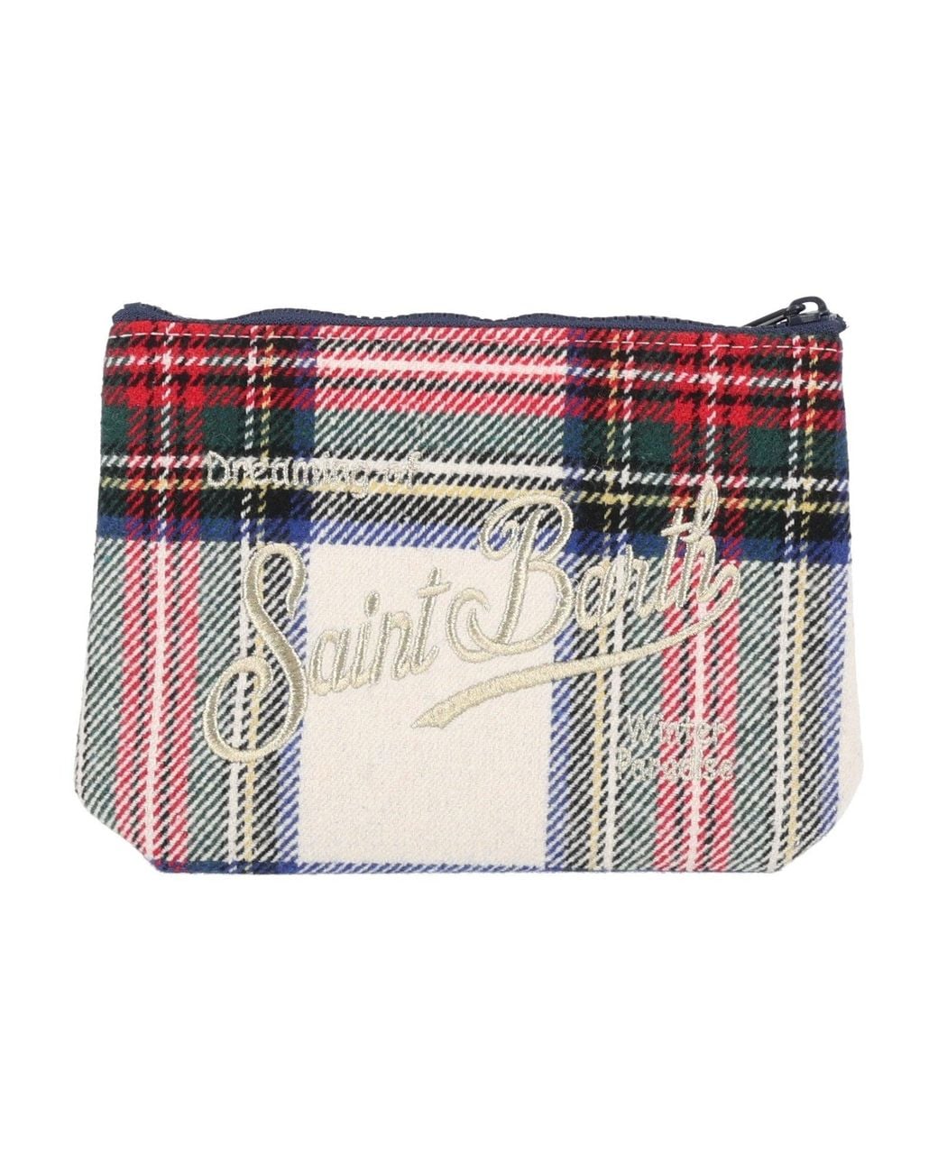 Mc2 Saint Barth Blue Aline Wool Tartan 10 Or Emb